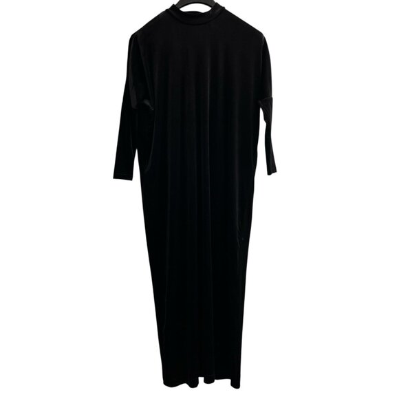 BYRD Dress Women XS Black Velvet Velour Sheath Maxi High Neck Whimsigoth Witchy - Picture 2 of 8